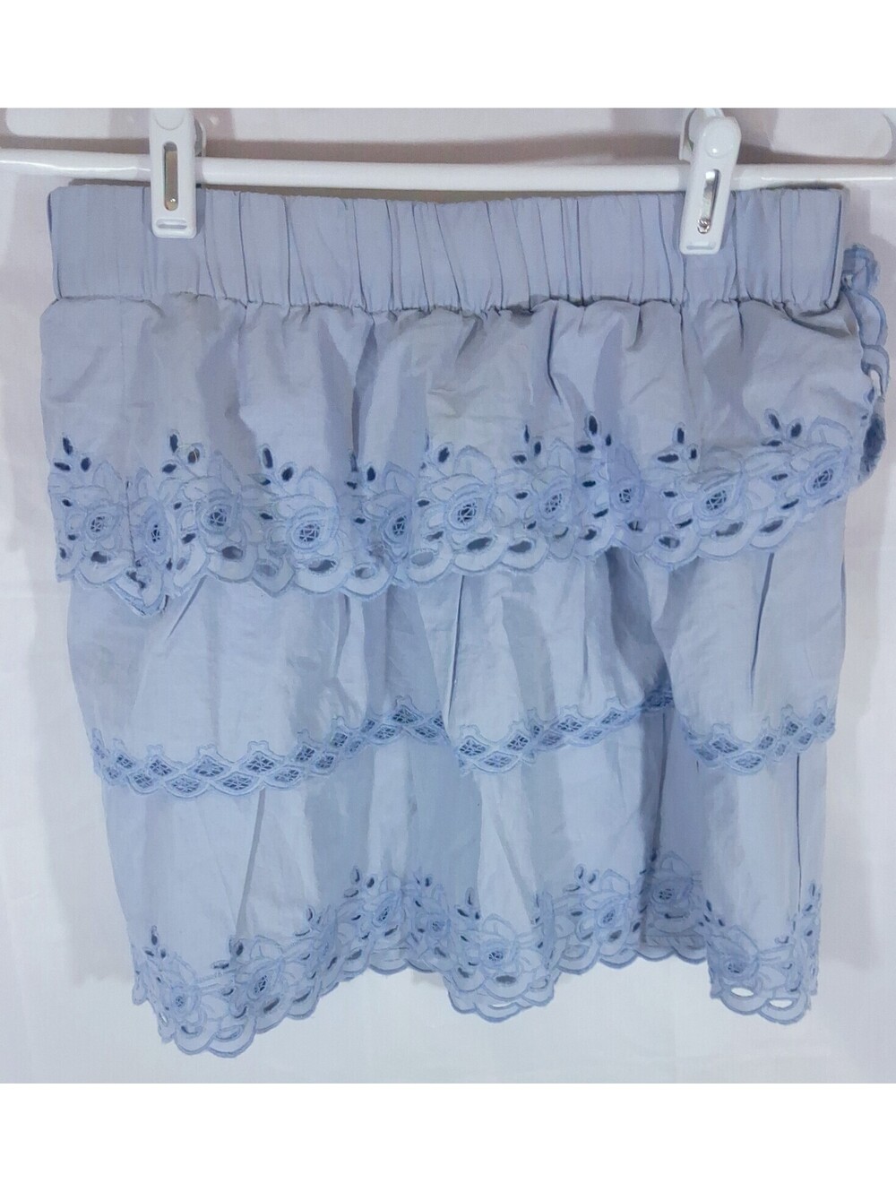 J. CREW Ruffle Light Blue Skirt 100%  Made in India Size 4 Style 48294